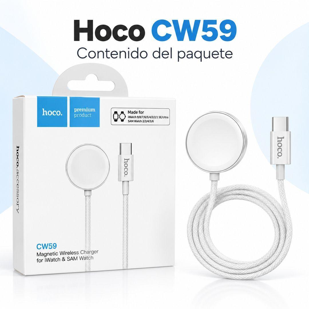 Cargador Inalambrico Hoco CW59 Apple Watch Samsung Watch USB C-1