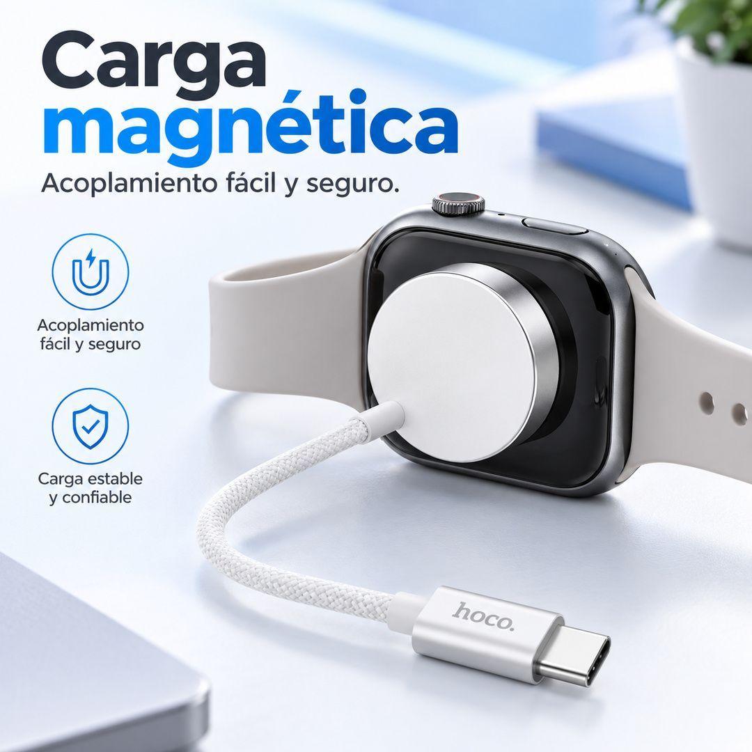 Cargador Inalambrico Hoco CW59 Apple Watch Samsung Watch USB C-2