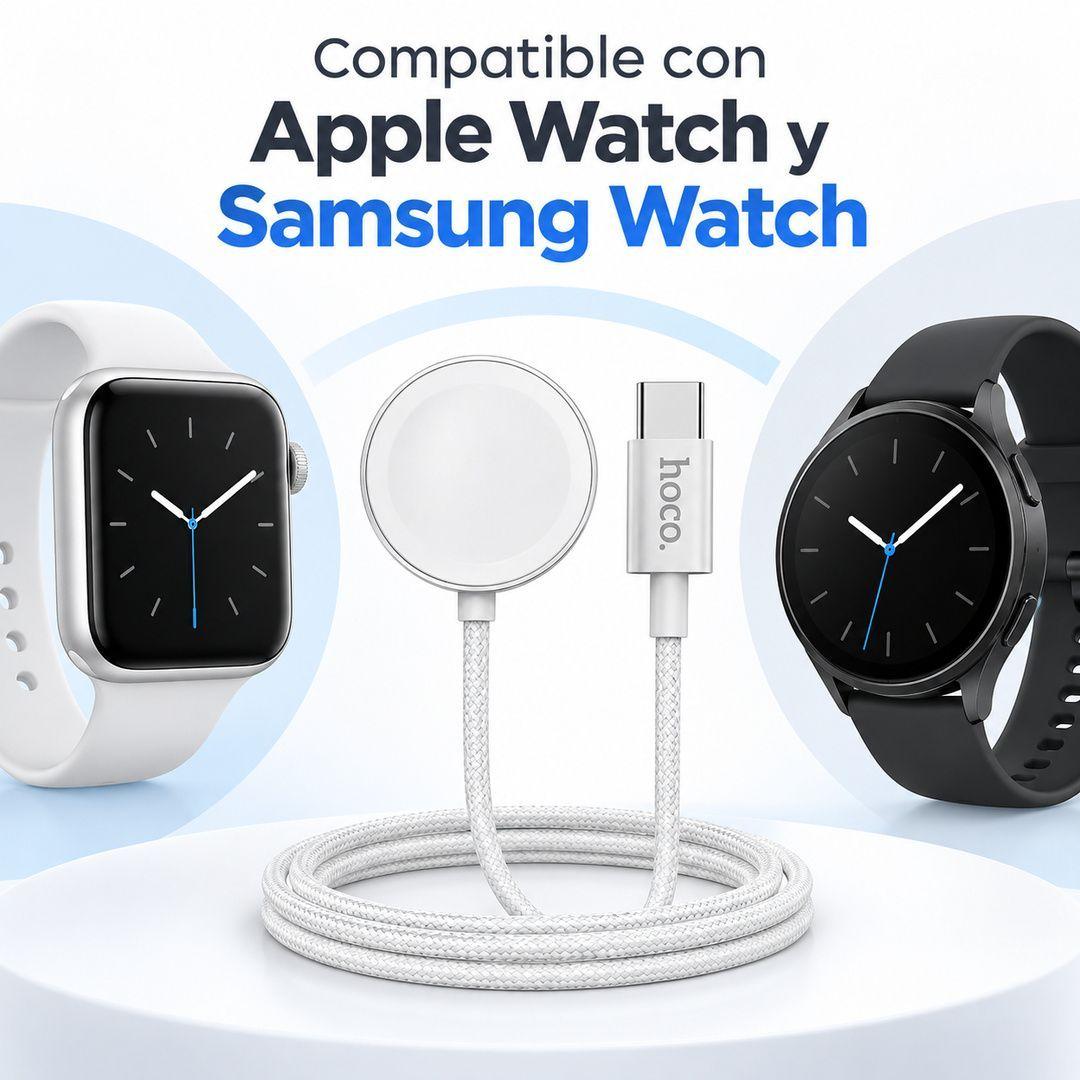 Cargador Inalambrico Hoco CW59 Apple Watch Samsung Watch USB C-3