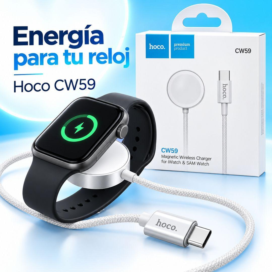 Cargador Inalambrico Hoco CW59 Apple Watch Samsung Watch USB C-8