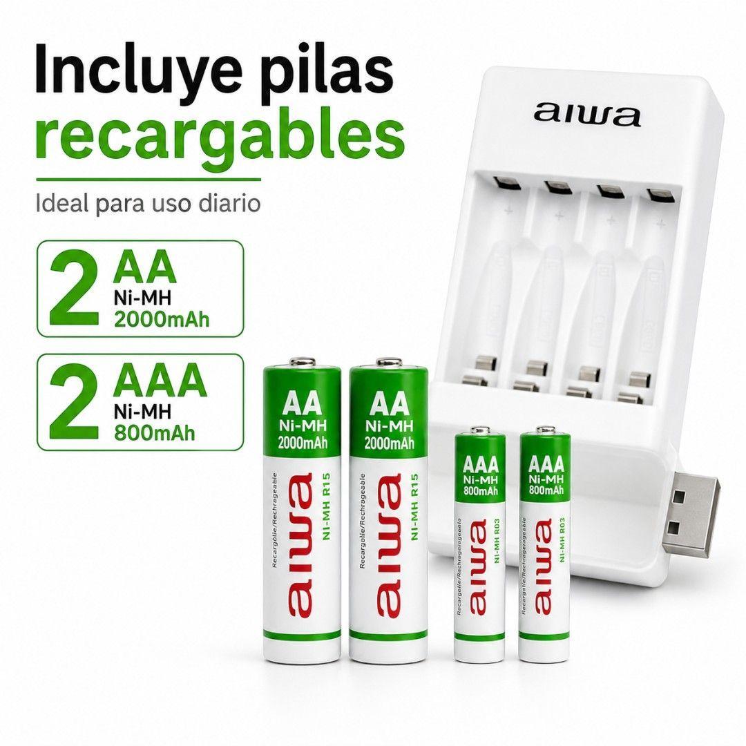 Cargador USB Para Pilas AA AAA Aiwa Con 4 Pilas Recargables-3