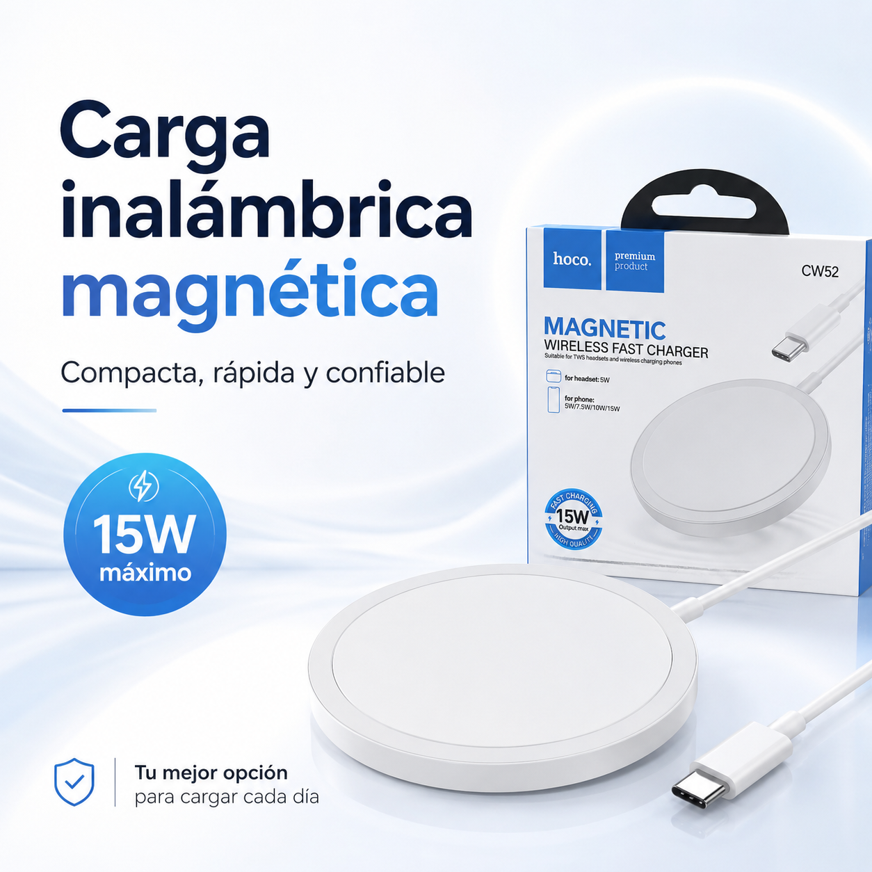 Hoco CW52 Cargador MagSafe 15W Para iPhone USB C-9