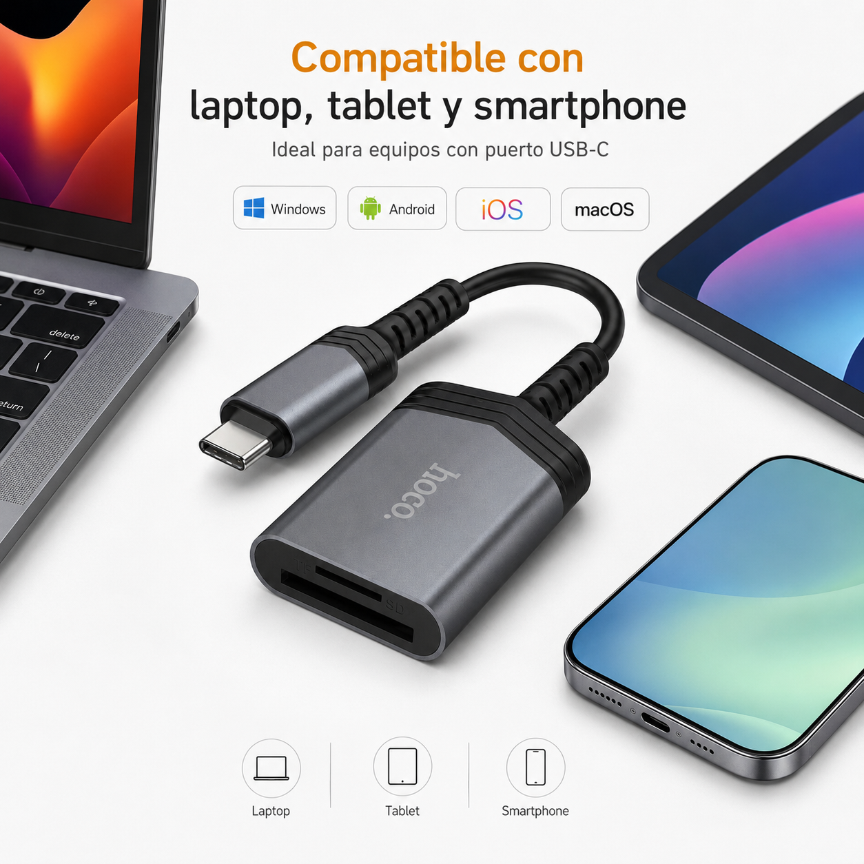Adaptador USB C A SD Y Micro SD OTG Lector Tarjetas-5