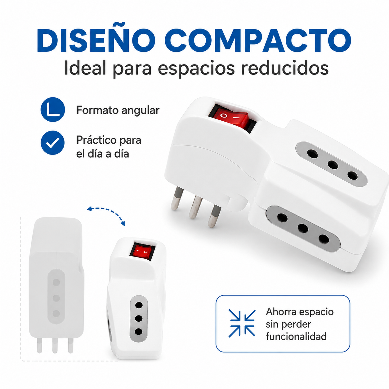 Triple Enchufe Universal Con Interruptor Encendido 10A-2