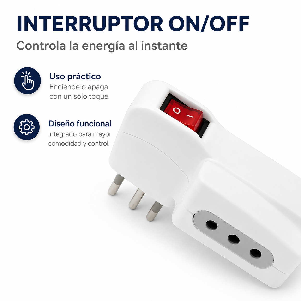 Triple Enchufe Universal Con Interruptor Encendido 10A-3