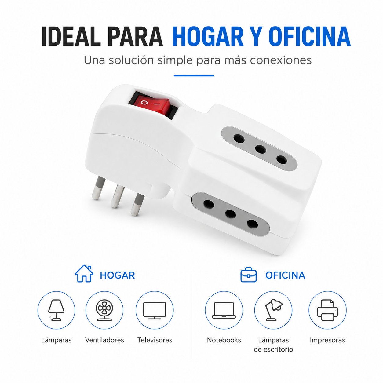 Triple Enchufe Universal Con Interruptor Encendido 10A-6