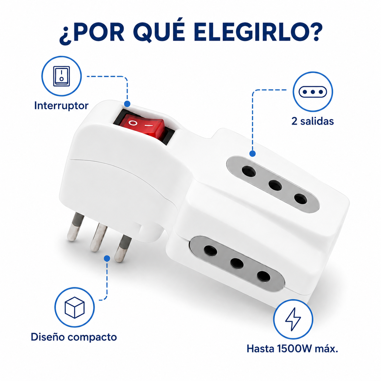 Triple Enchufe Universal Con Interruptor Encendido 10A-7