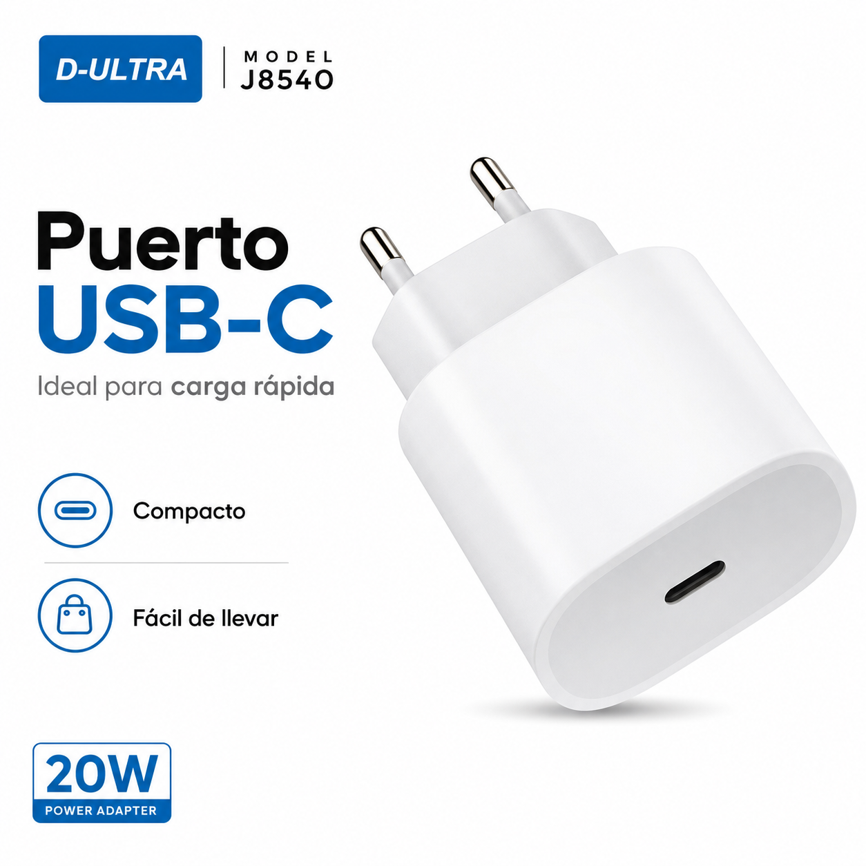 Adaptador USB C 20W Carga R pida PD Para iPhone Android-3
