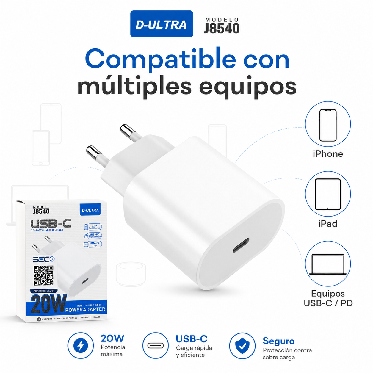 Adaptador USB C 20W Carga R pida PD Para iPhone Android-4