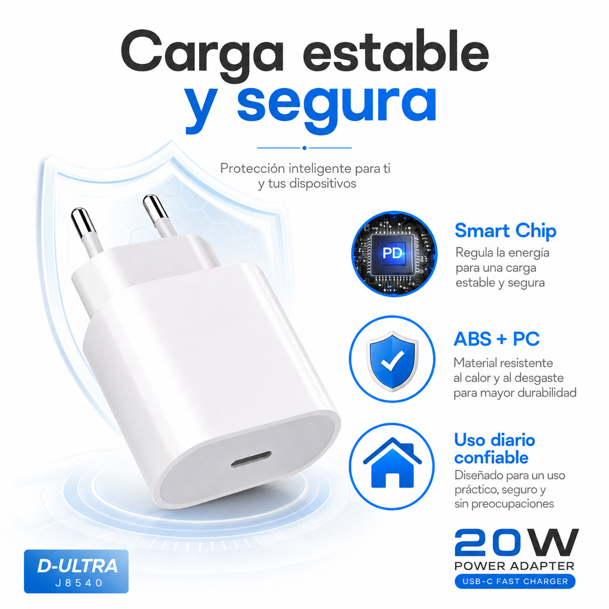 Adaptador USB C 20W Carga R pida PD Para iPhone Android-6