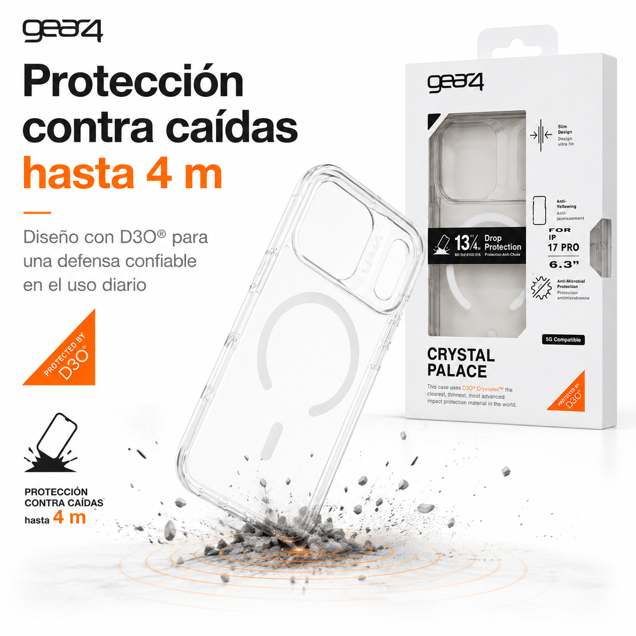 Carcasa Gear4 Crystal Palace Resistente Para Iphone 17 Pro-2