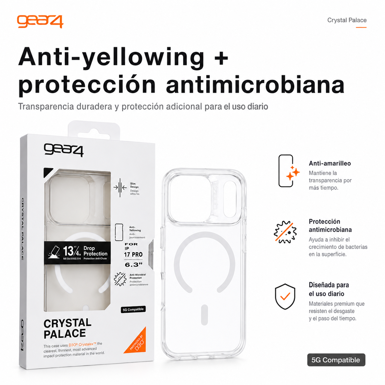 Carcasa Gear4 Crystal Palace Resistente Para Iphone 17 Pro-4