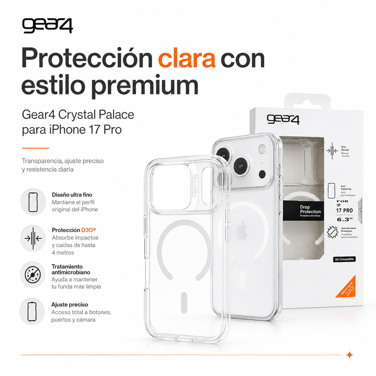 Carcasa Gear4 Crystal Palace Resistente Para Iphone 17 Pro-9