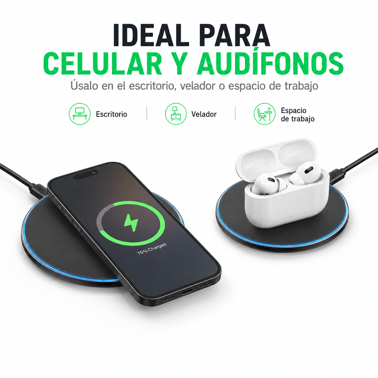 Cargador Inalambrico Hoco CW6 Pro 15W Carga Rapida Qi-8