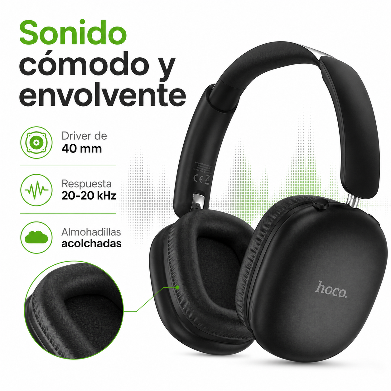 Audifonos Hoco W73 Bluetooth Over Ear HiFi 45 Horas-4