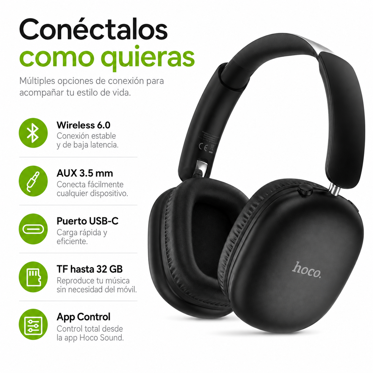 Audifonos Hoco W73 Bluetooth Over Ear HiFi 45 Horas-5