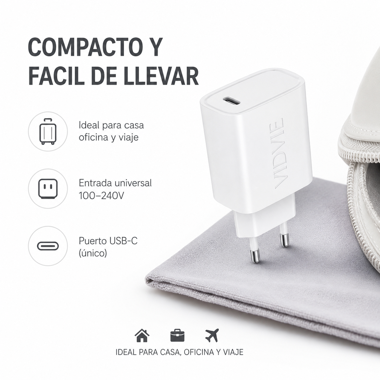 Cargador 20W USB C Carga Rapida PD Vidvie A2347-4