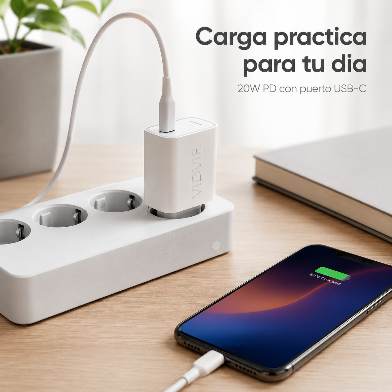 Cargador 20W USB C Carga Rapida PD Vidvie A2347-7