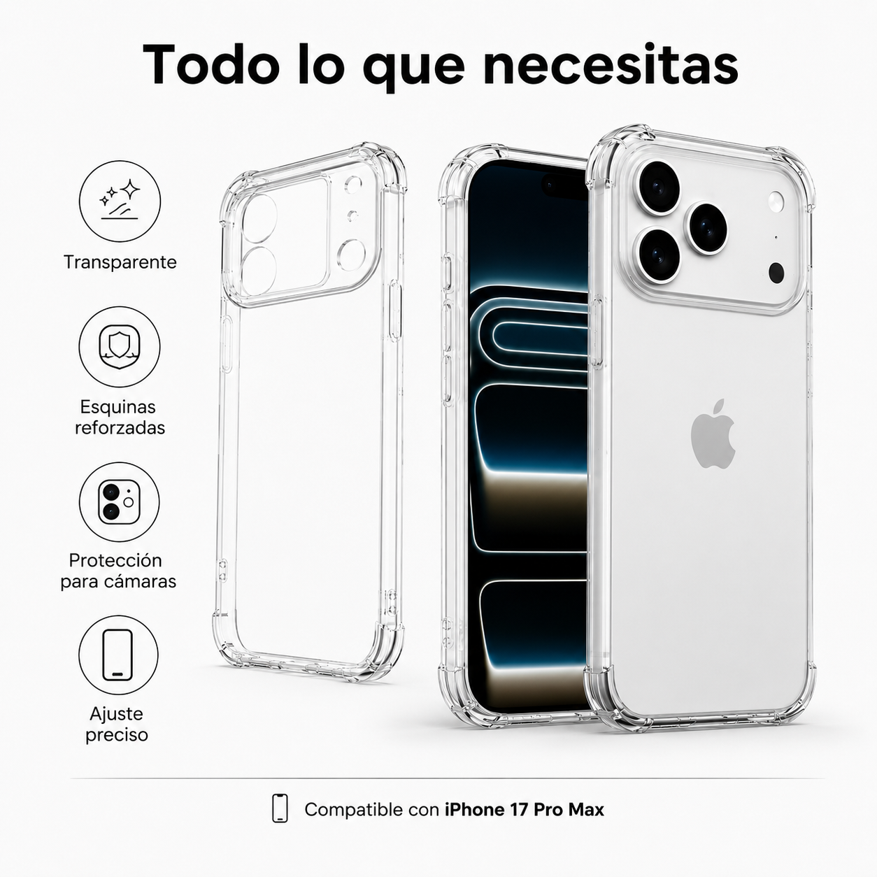 Carcasa Transparente Slim para iPhone 17 Pro Max-8