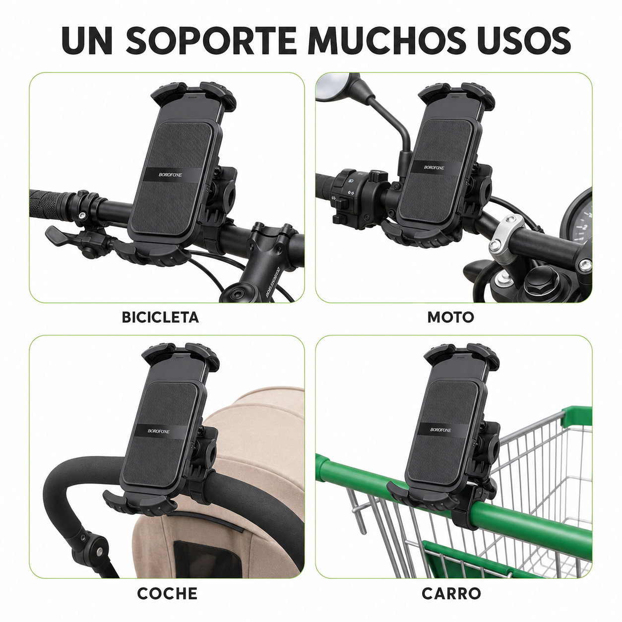 Soporte Celular Borofone BH105 Compatible con Moto y Bicicleta 360-7