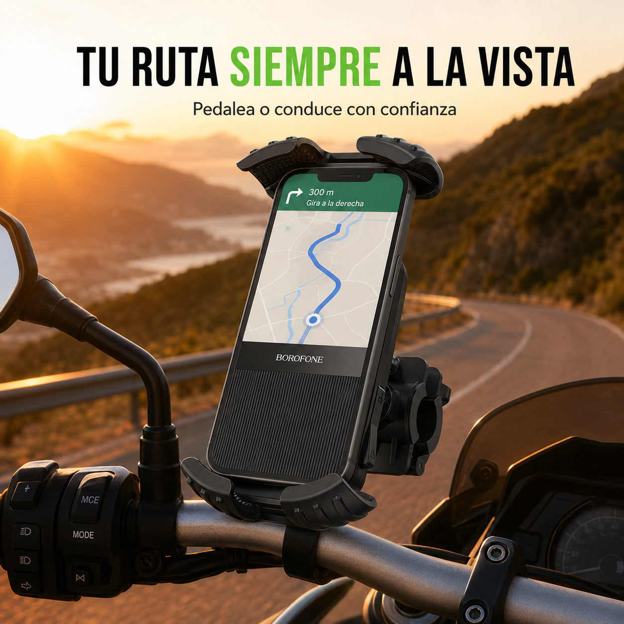 Soporte Celular Borofone BH105 Compatible con Moto y Bicicleta 360-9