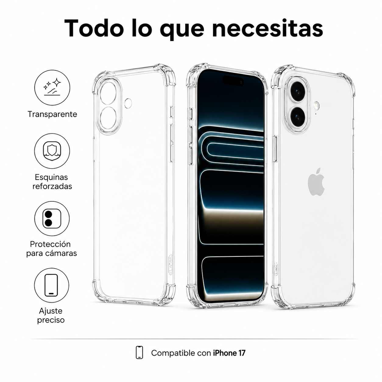 Carcasa Transparente Slim para iPhone 17-9