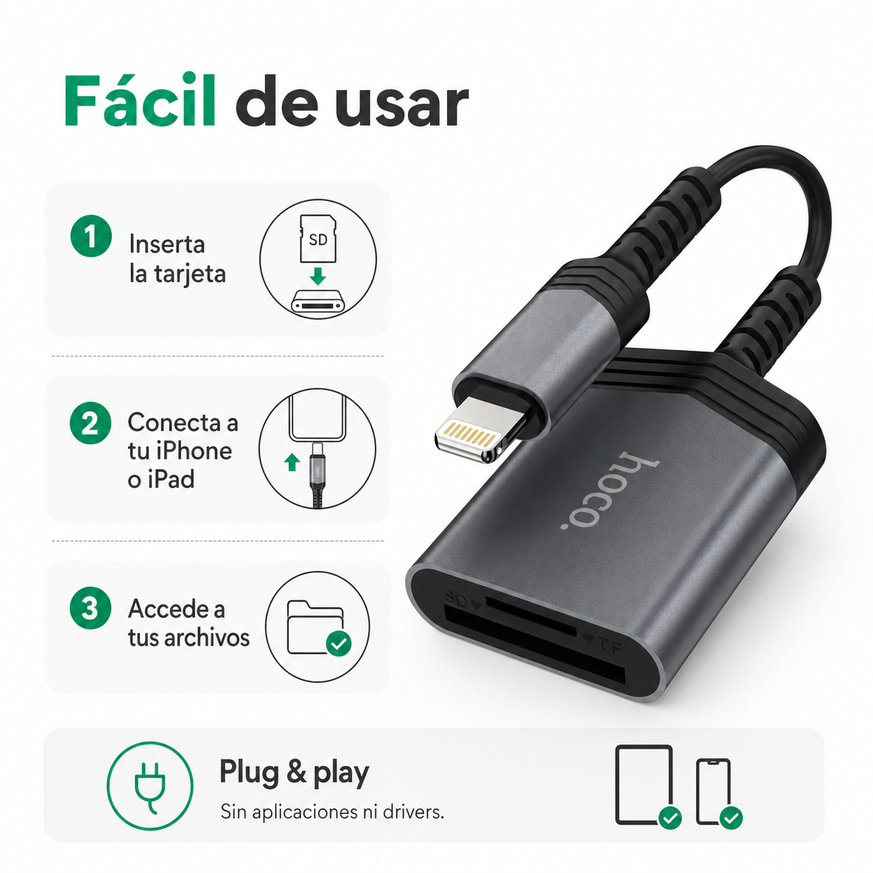 Lector SD TF Lightning Para iPhone iPad Transferencia OTG-7