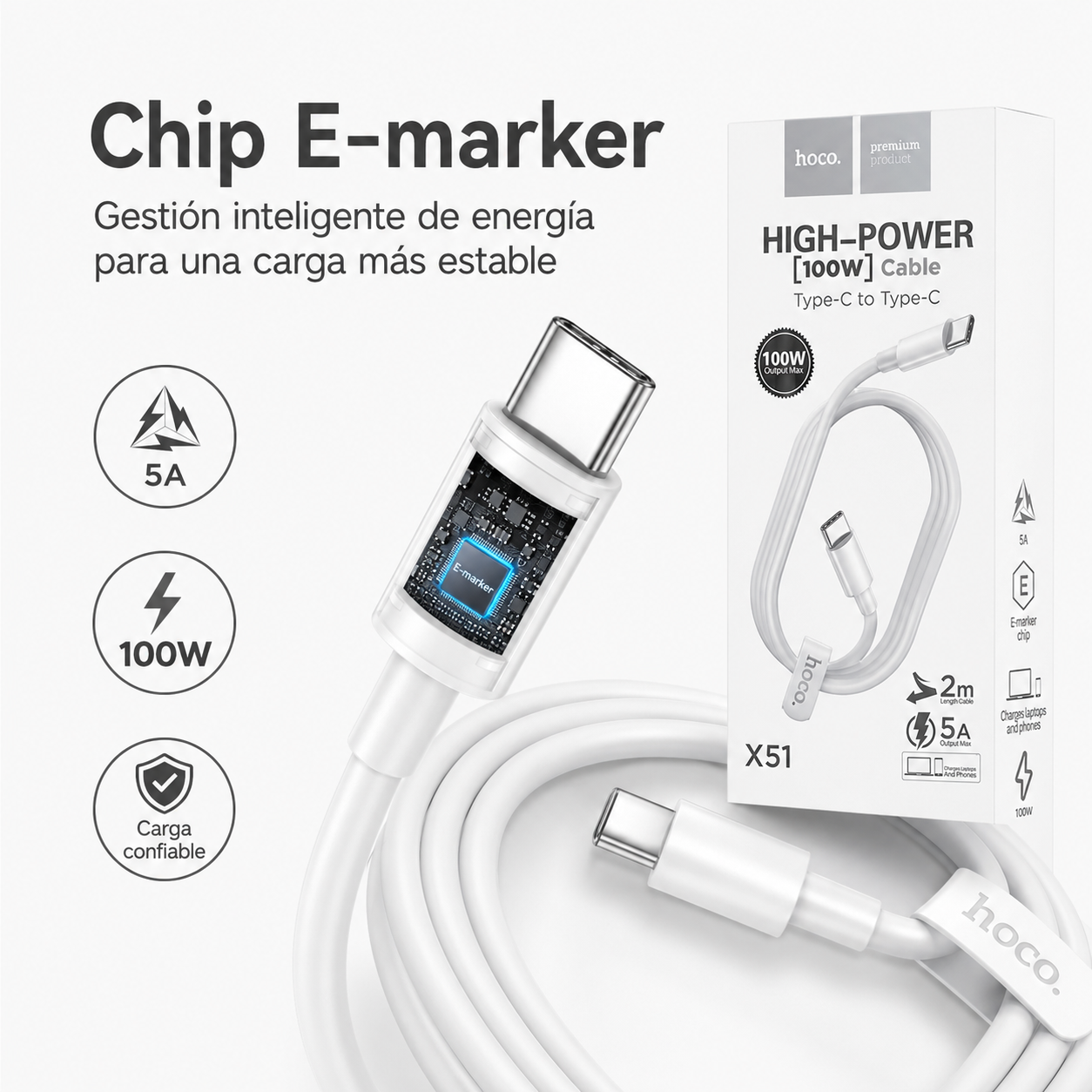 Cable Hoco X51 USB C A USB C 100W PD Carga R pida 2 Metros-5