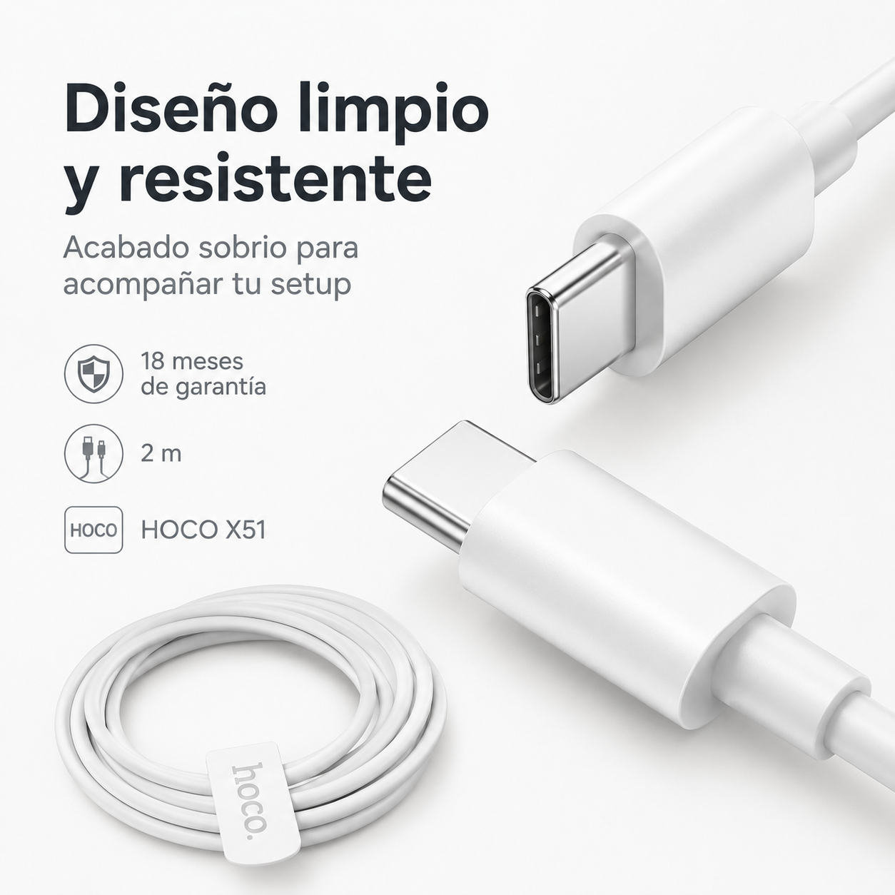 Cable Hoco X51 USB C A USB C 100W PD Carga R pida 2 Metros-7