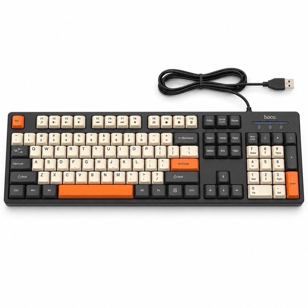 Teclado Hoco GM61 Con Cable USB 104 Teclas Tricolor-0