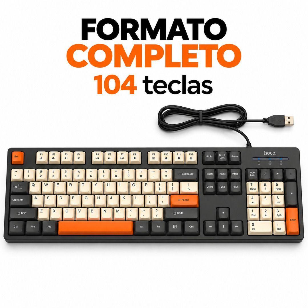 Teclado Hoco GM61 Con Cable USB 104 Teclas Tricolor-3