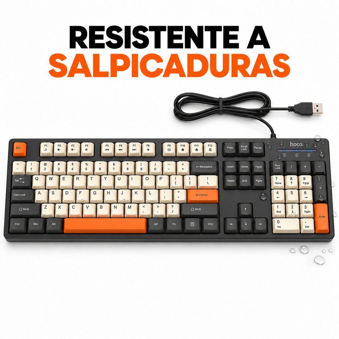 Teclado Hoco GM61 Con Cable USB 104 Teclas Tricolor-5