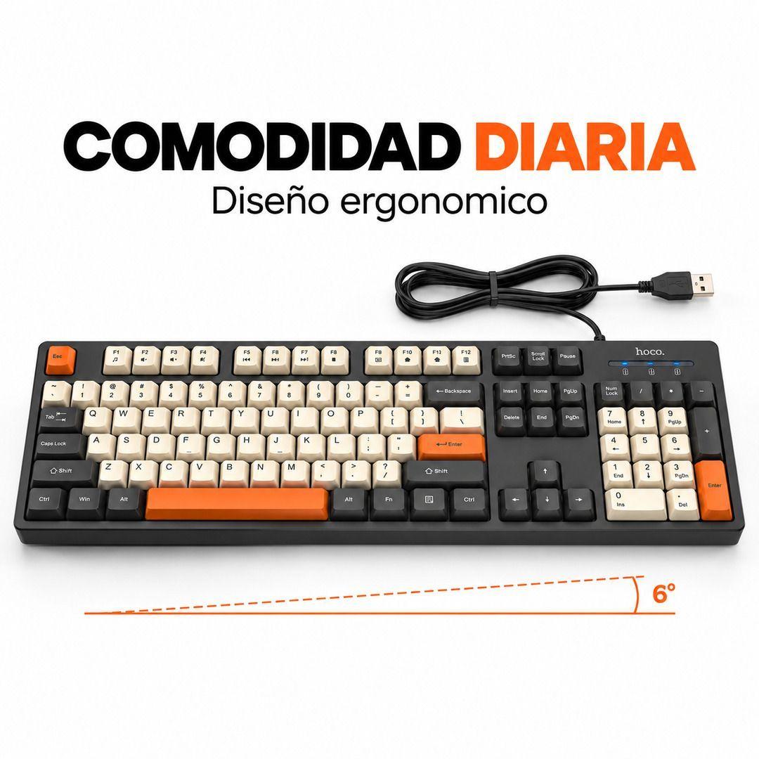 Teclado Hoco GM61 Con Cable USB 104 Teclas Tricolor-6