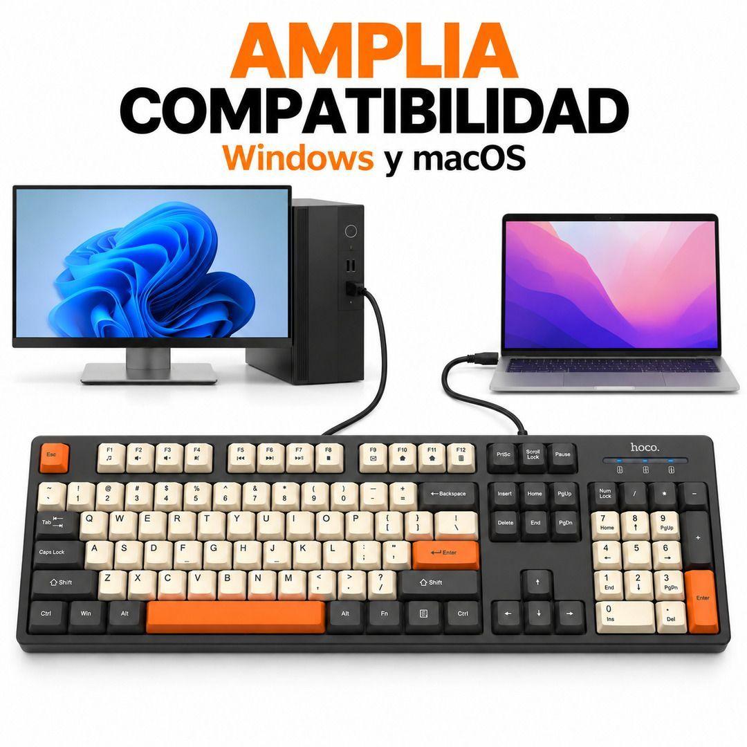 Teclado Hoco GM61 Con Cable USB 104 Teclas Tricolor-7