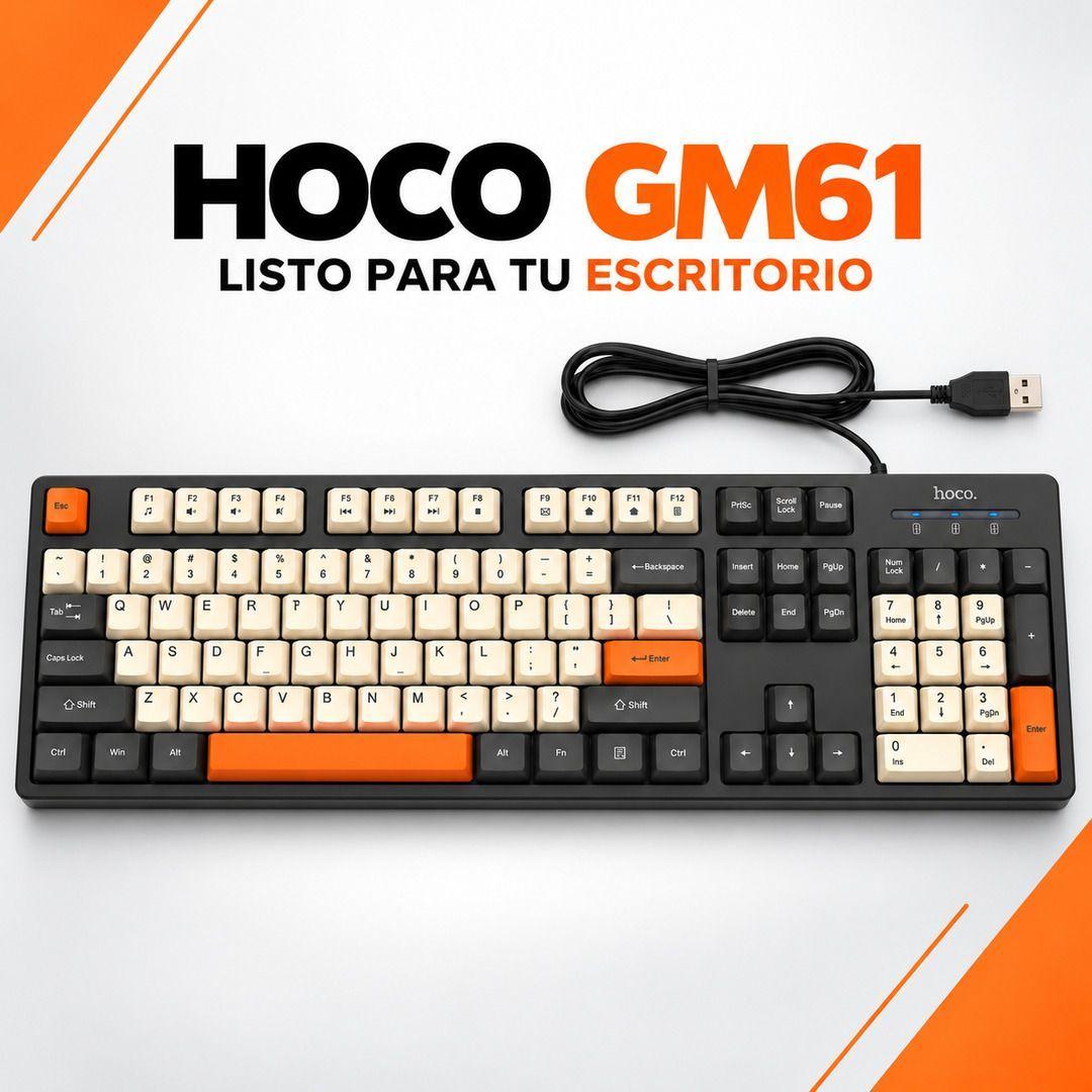 Teclado Hoco GM61 Con Cable USB 104 Teclas Tricolor-9