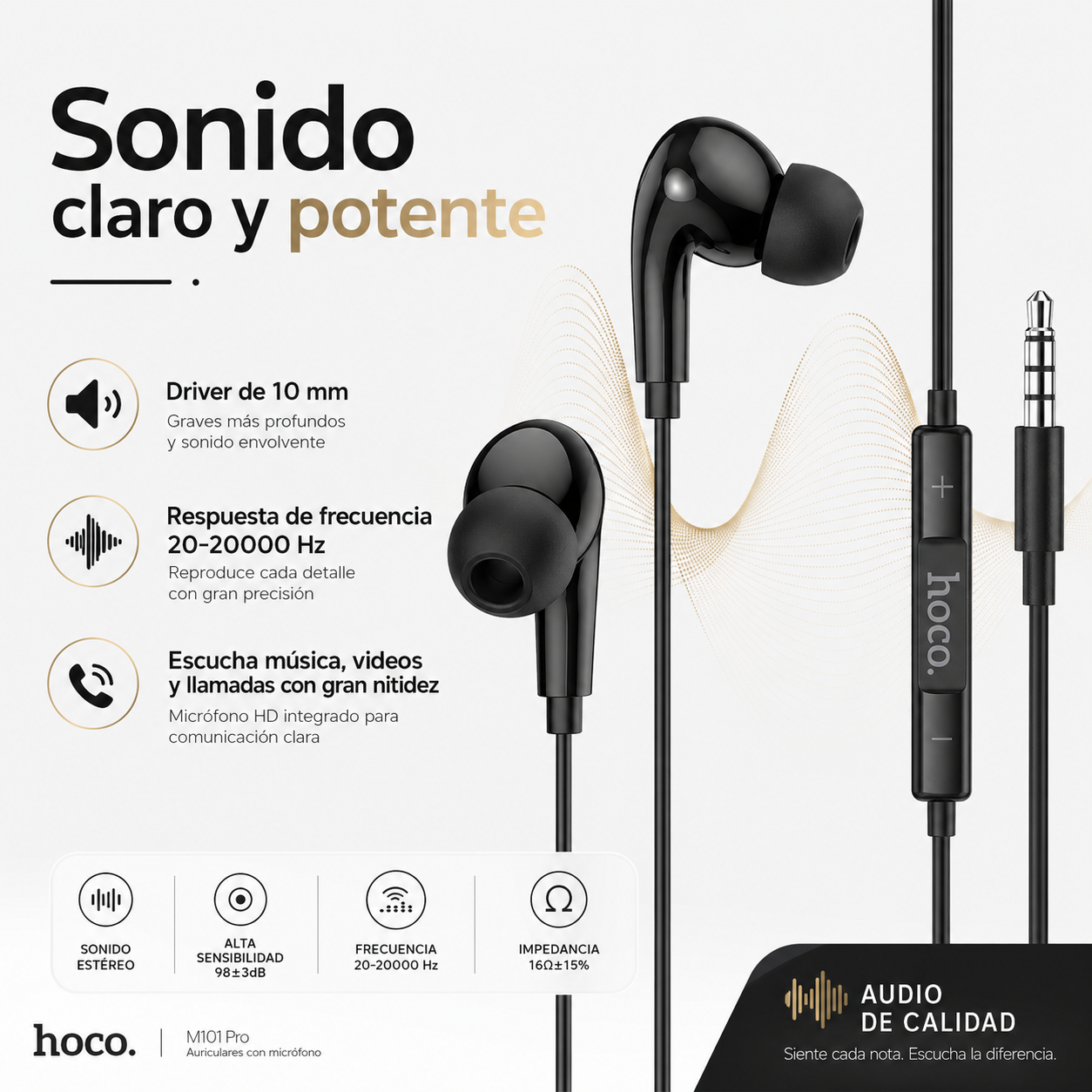 Audifonos Hoco M101 Pro Cable 35mm Microfono con Control-4