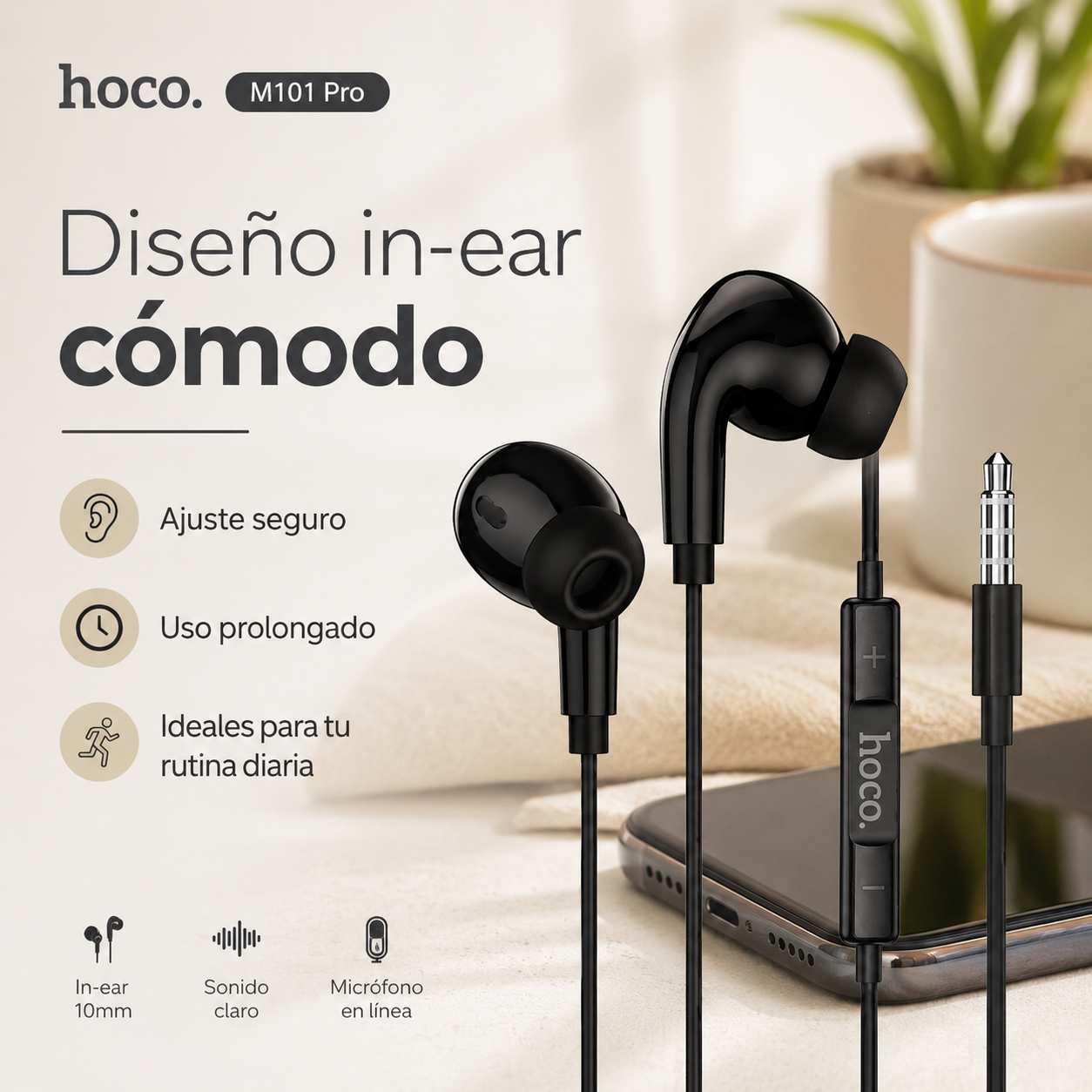 Audifonos Hoco M101 Pro Cable 35mm Microfono con Control-5