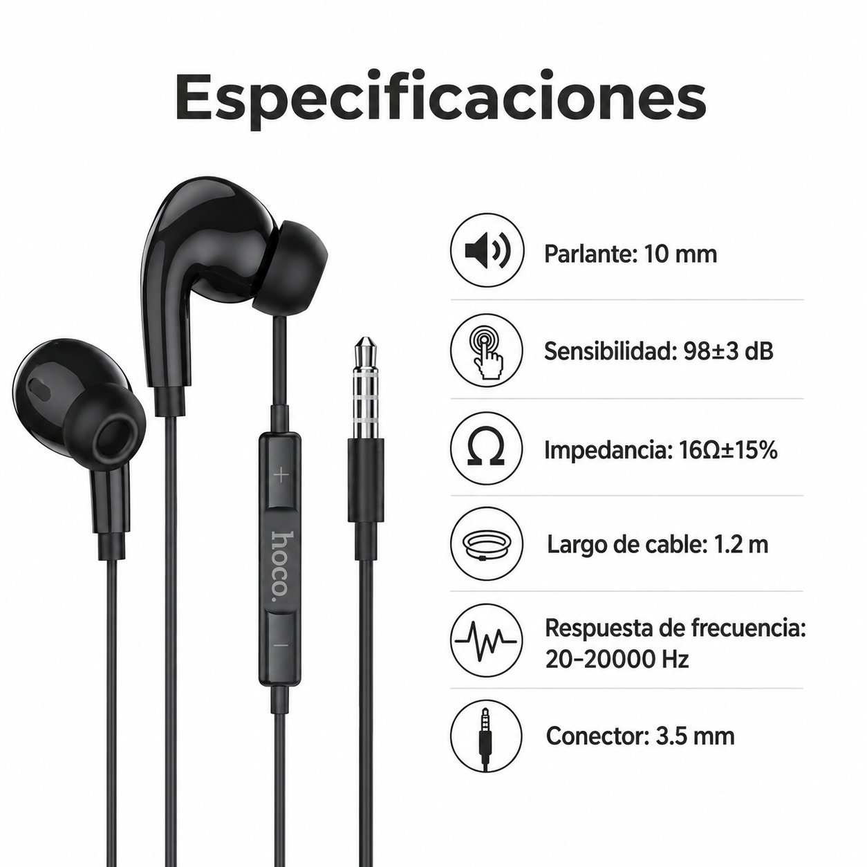 Audifonos Hoco M101 Pro Cable 35mm Microfono con Control-6