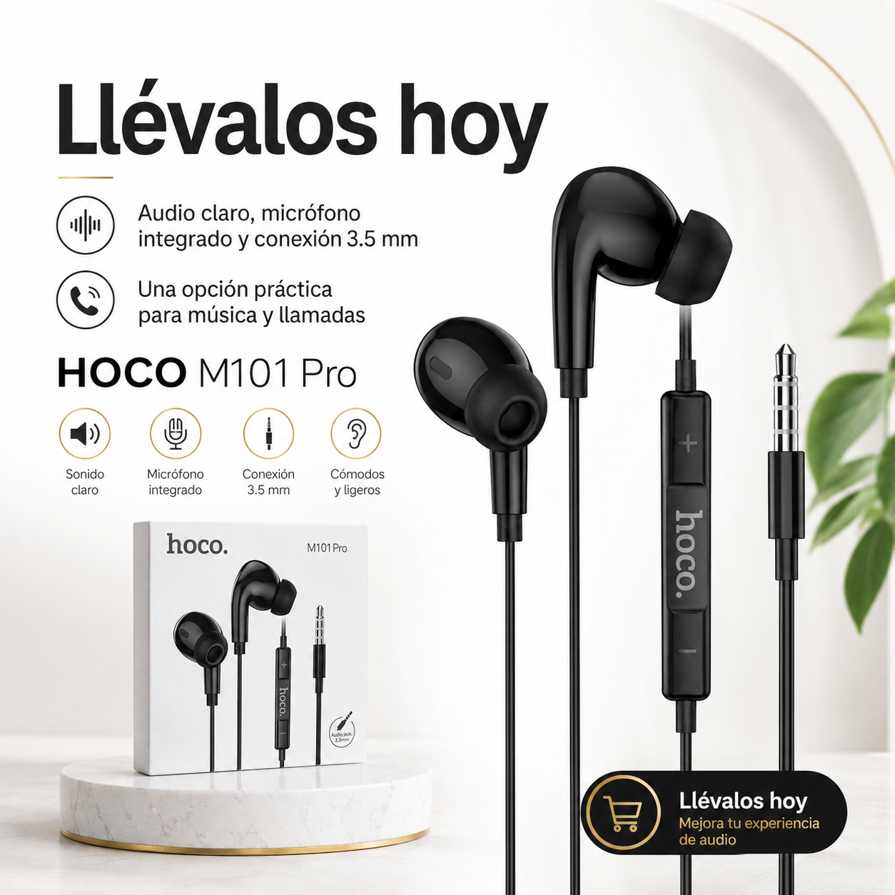 Audifonos Hoco M101 Pro Cable 35mm Microfono con Control-9