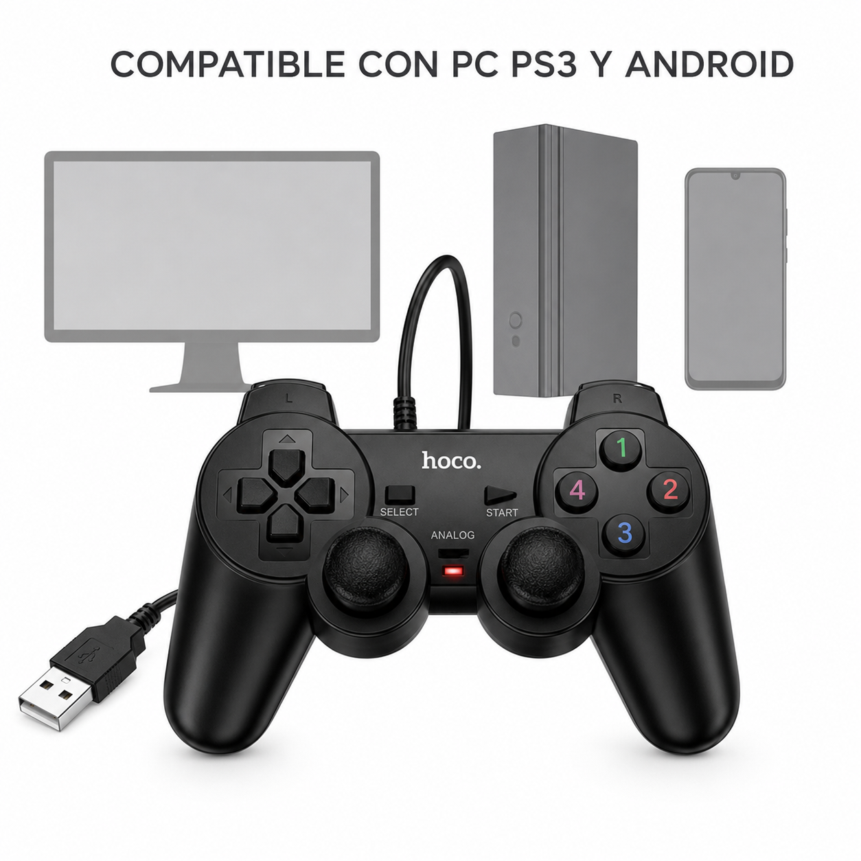 Joystick USB Hoco GA3 Con Vibracion Para PC PS3-2