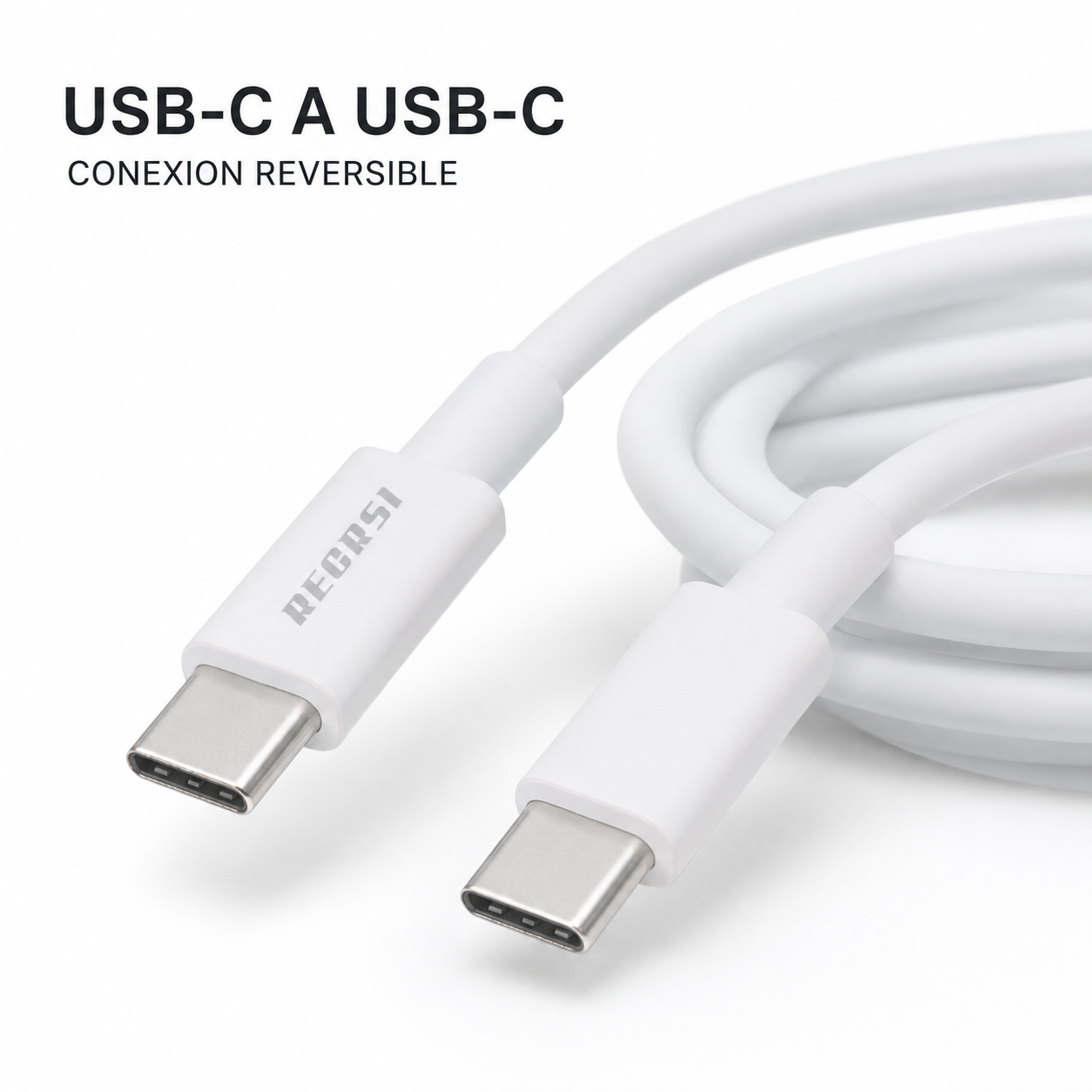 Cable Carga Rapida USB C A USB C 60W Blanco 1 Metro-3