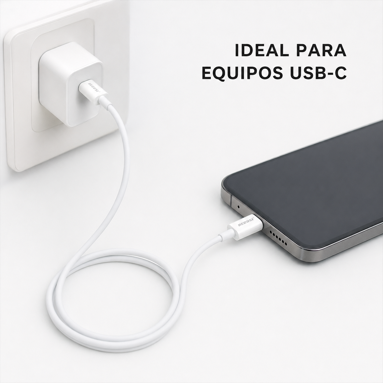 Cable Carga Rapida USB C A USB C 60W Blanco 1 Metro-5