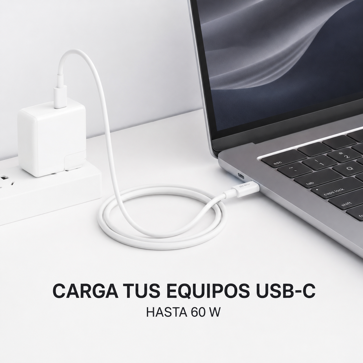 Cable Carga Rapida USB C A USB C 60W Blanco 1 Metro-6