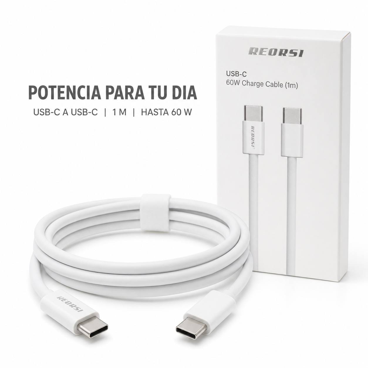Cable Carga Rapida USB C A USB C 60W Blanco 1 Metro-9