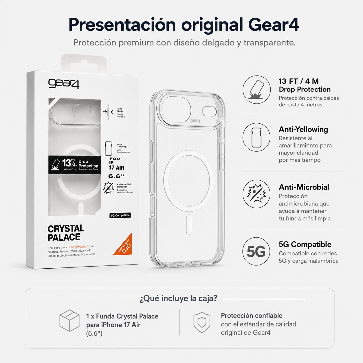 Carcasa Gear4 Crystal Palace Magsafe para iPhone 17 Air-7