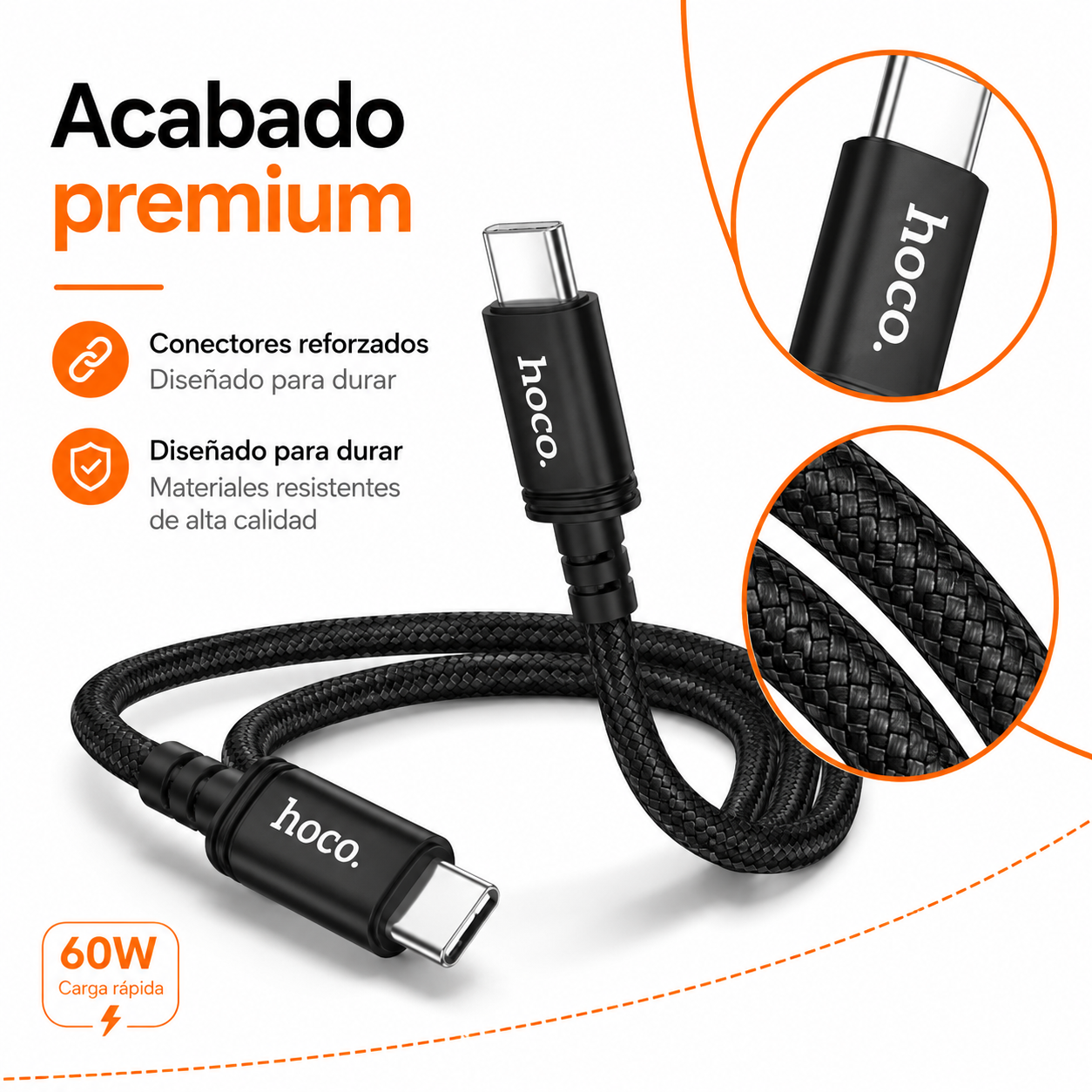 Cable USB C PD 60W Carga Rapida Datos 1 Metro-7