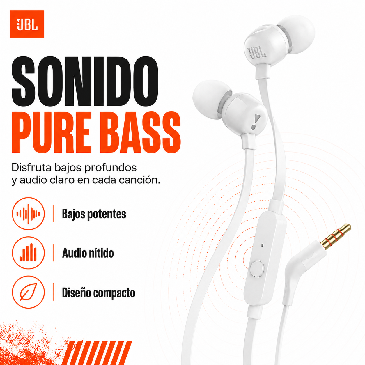 Audífonos Manos Libres Jbl T110 Con almohadillas -2