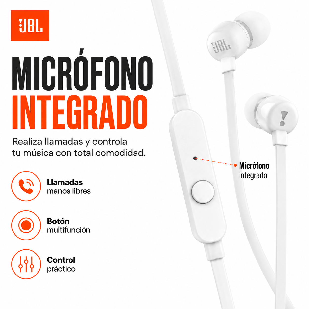 Audífonos Manos Libres Jbl T110 Con almohadillas -3