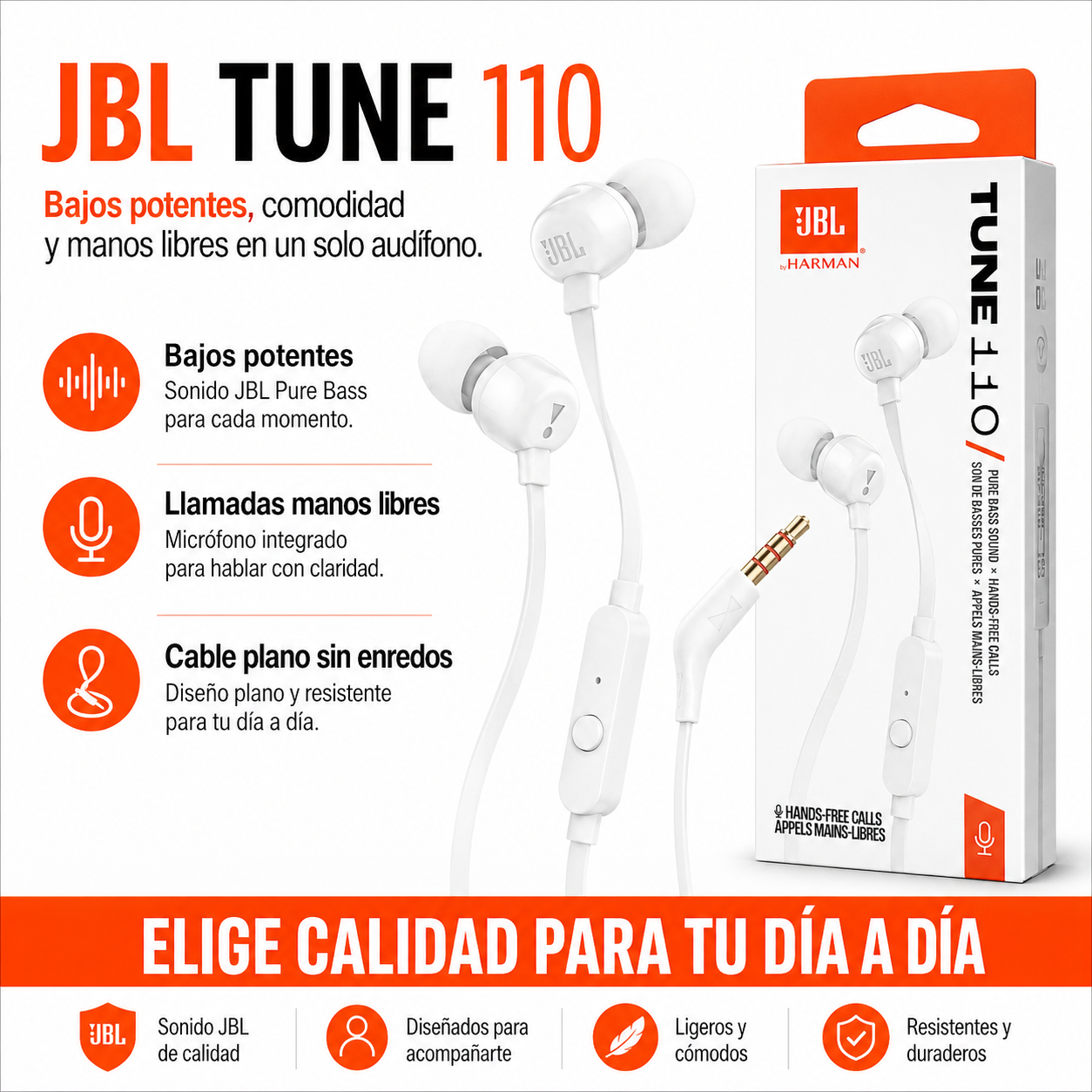 Audífonos Manos Libres Jbl T110 Con almohadillas -9