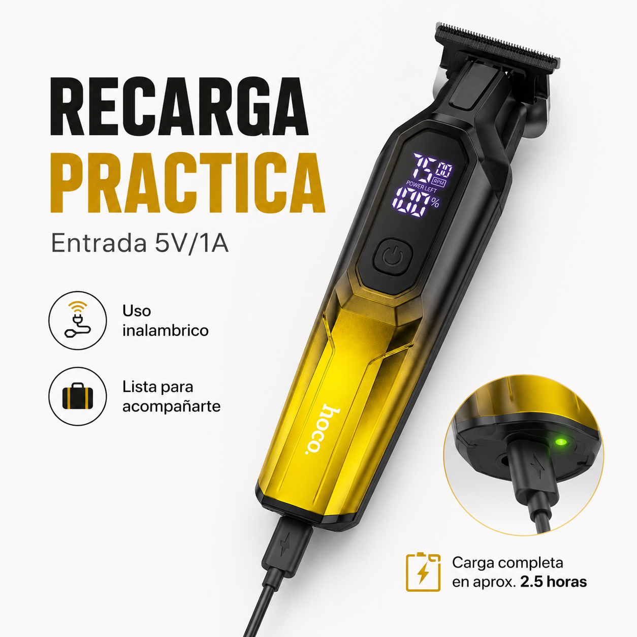 Trimmer Cortapelo Hoco HP27 Display Digital 7500 RPM-7
